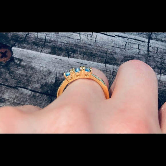 925 silver/ gold Stacking rings Sapphire + - Picture 13 of 16